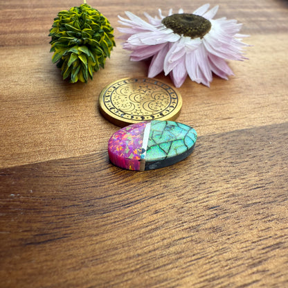 Intarsia Sterling Opal Cabochon - approx. 18 x 11 x 4.2 mm