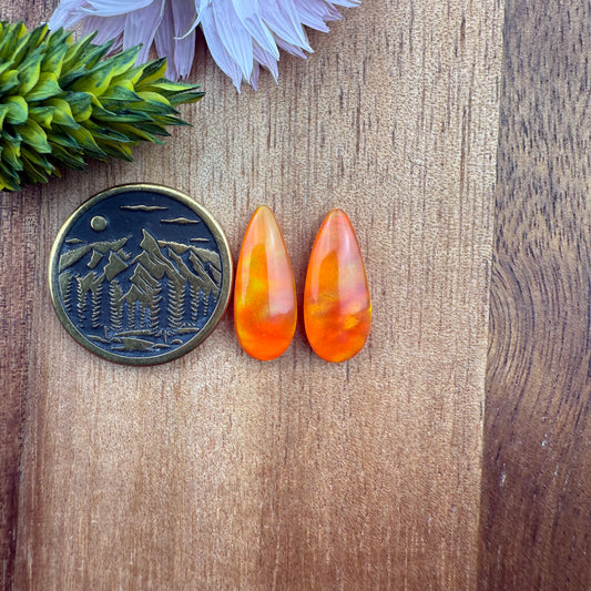 Aurora Opal Cabochon Pair - approx. 17 x 7 mm