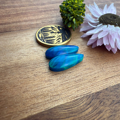Aurora Opal Cabochon Pair - approx. 17 x 7 mm