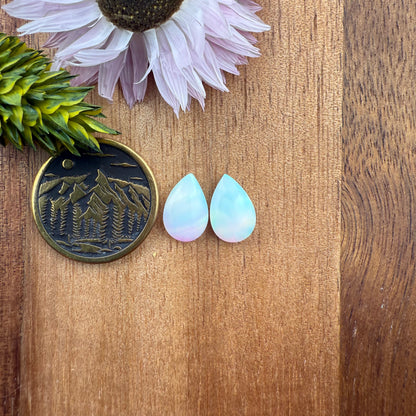 Aurora Opal Cabochon Pair - approx. 11 x 7 mm