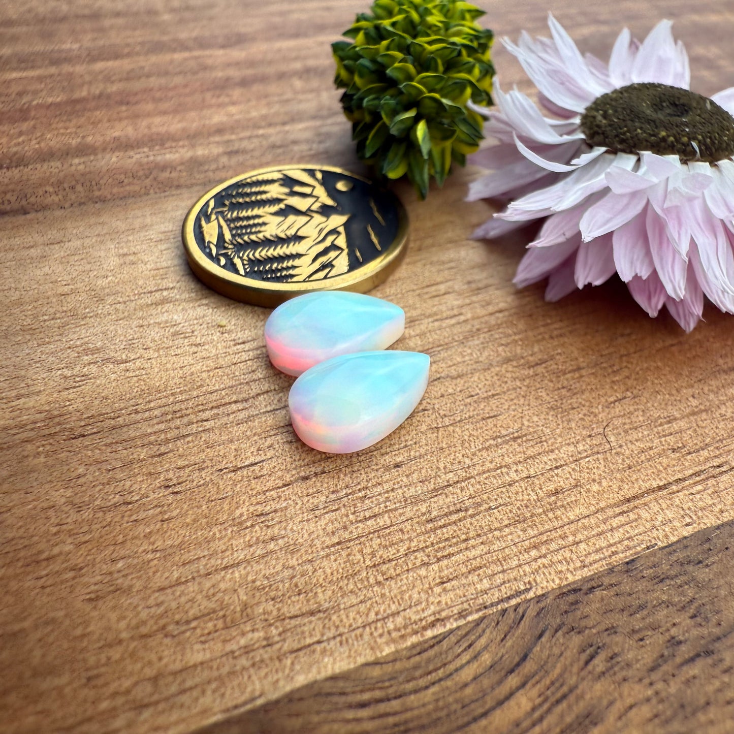 Aurora Opal Cabochon Pair - approx. 11 x 7 mm