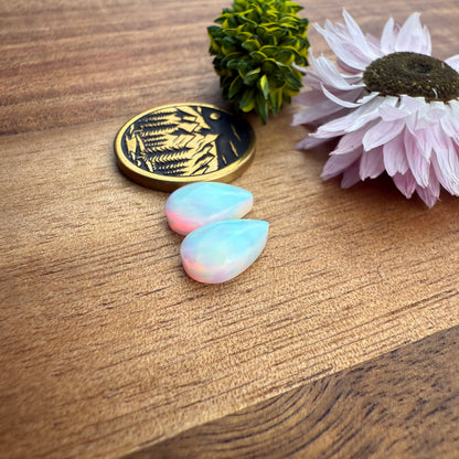Aurora Opal Cabochon Pair - approx. 11 x 7 mm