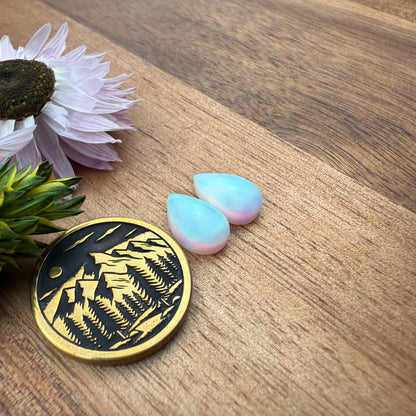 Aurora Opal Cabochon Pair - approx. 11 x 7 mm