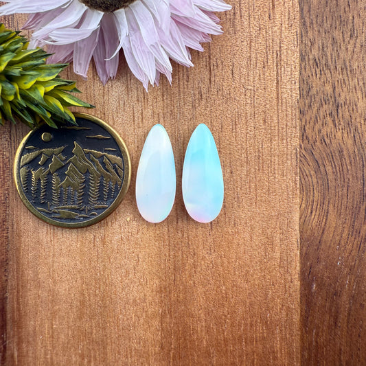 Aurora Opal Cabochon Pair - approx. 17 x 7 mm