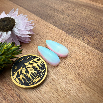 Aurora Opal Cabochon Pair - approx. 17 x 7 mm