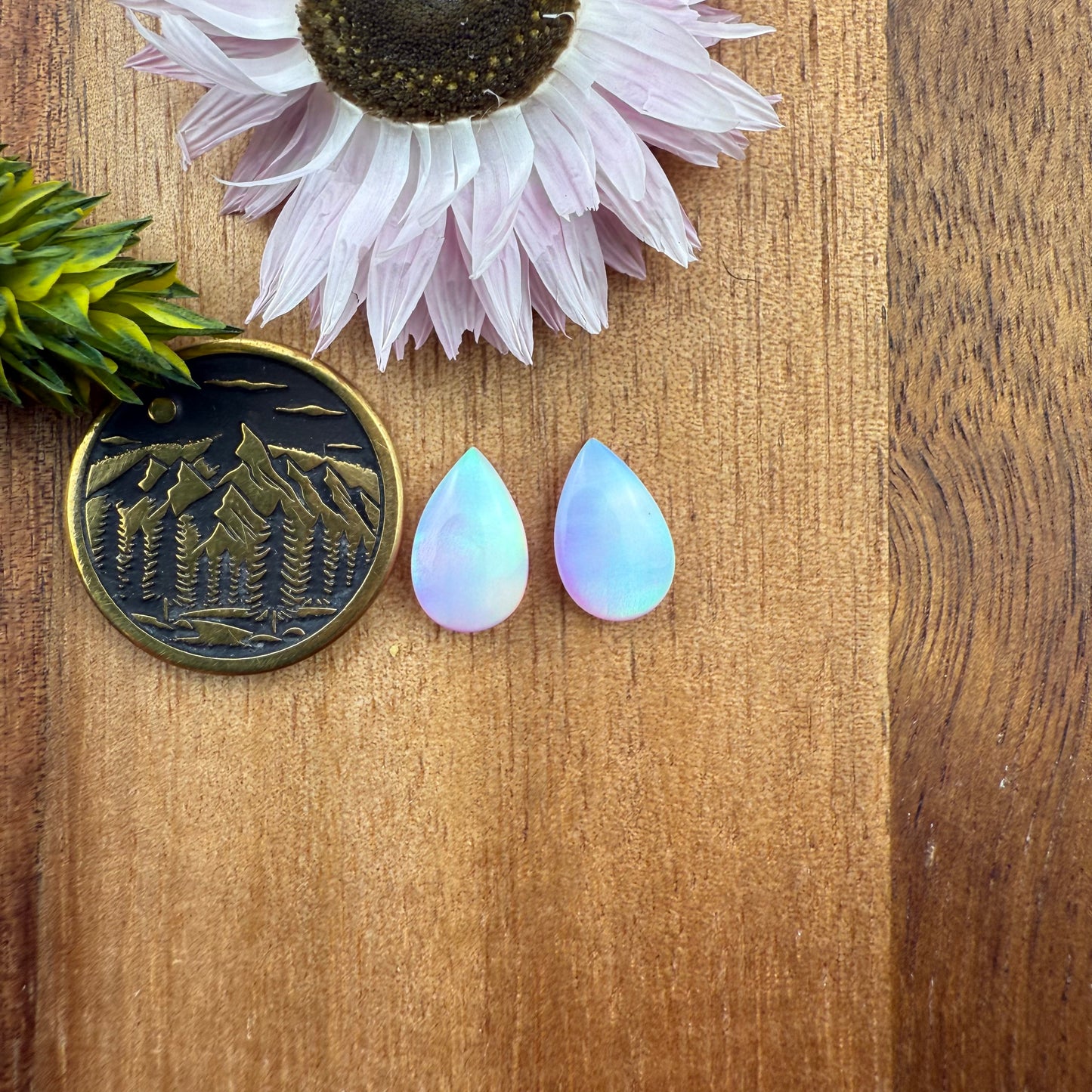 Aurora Opal Cabochon Pair - approx. 11 x 7 mm