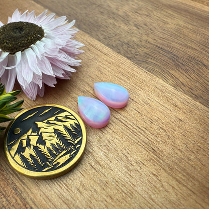 Aurora Opal Cabochon Pair - approx. 11 x 7 mm