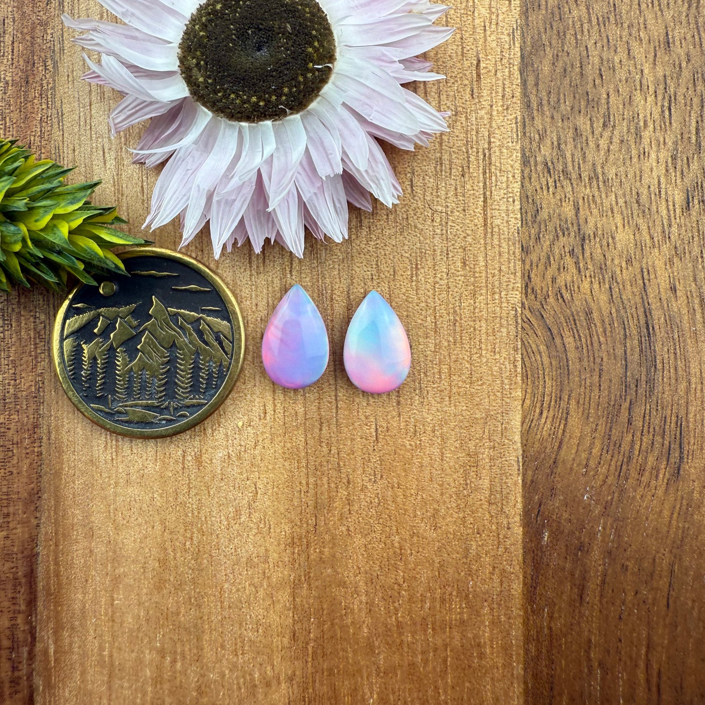Aurora Opal Cabochon Pair - approx. 11 x 7 mm