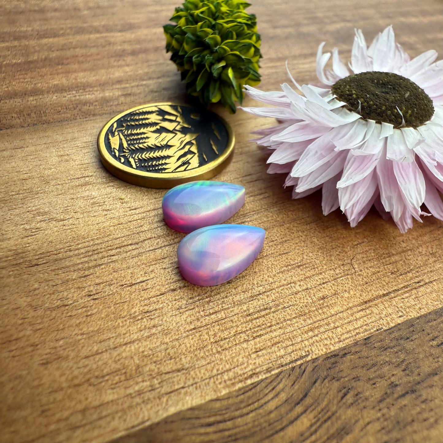 Aurora Opal Cabochon Pair - approx. 11 x 7 mm