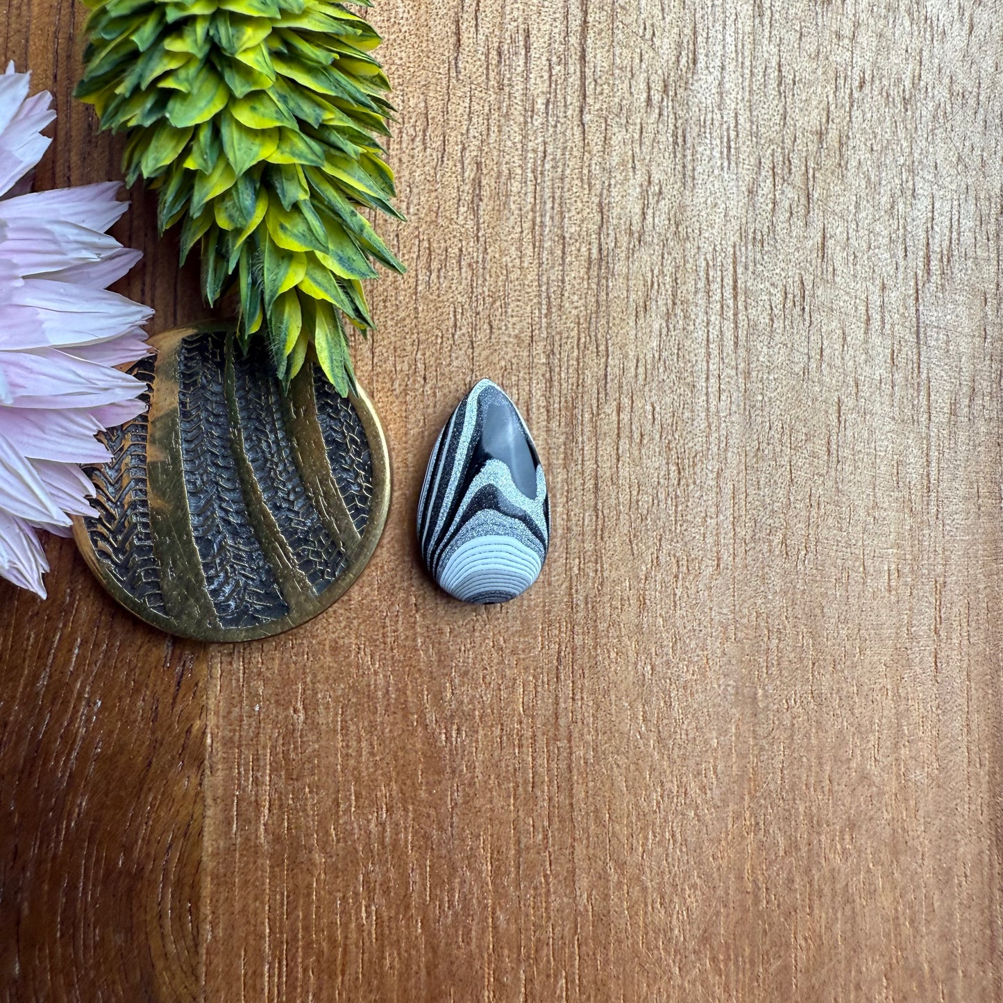 Fordite Cabochon - approx. 14 x 8 x 3.2 mm