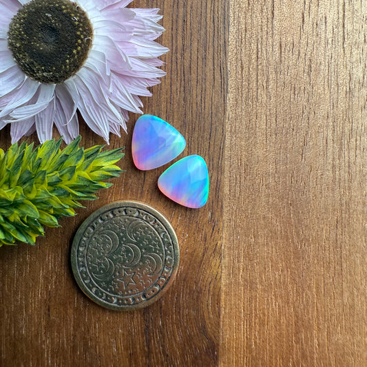 Aurora Opal Cabochon Pair - approx. 9 x 9 mm