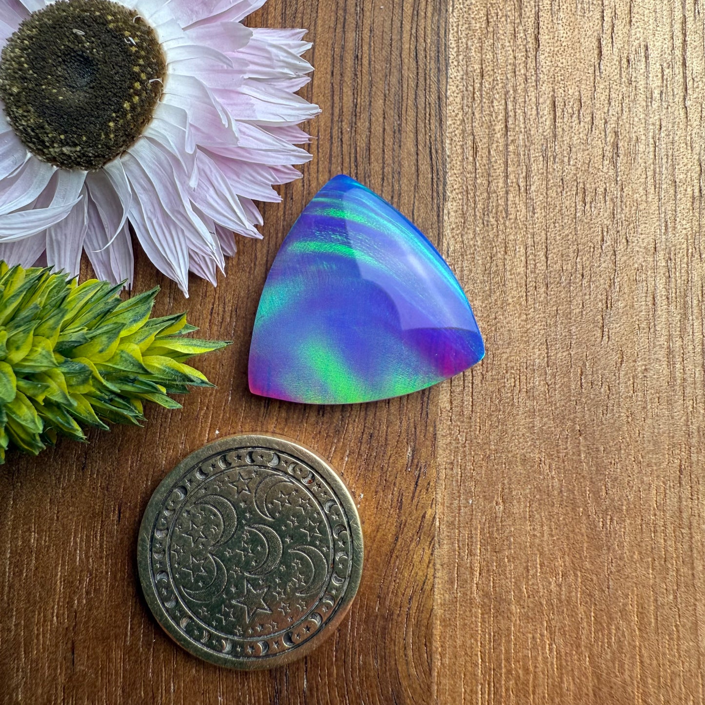 Aurora Opal Cabochon - approx. 21 x 21 x 4.6 mm