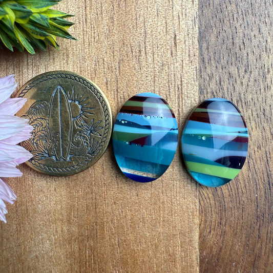 Californian Surfite Cabochon Pair - approx. 16 x 12 mm