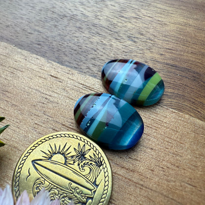 Californian Surfite Cabochon Pair - approx. 16 x 12 mm