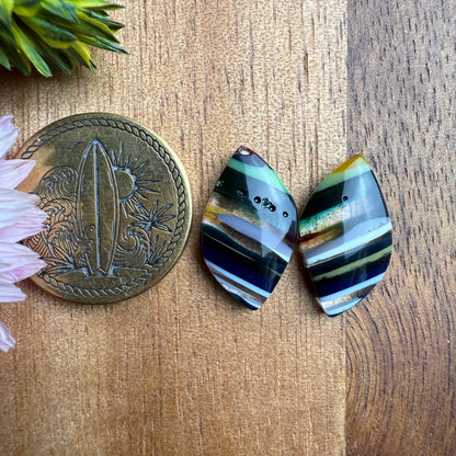 Californian Surfite Cabochon Pair - approx. 17 x 10 mm