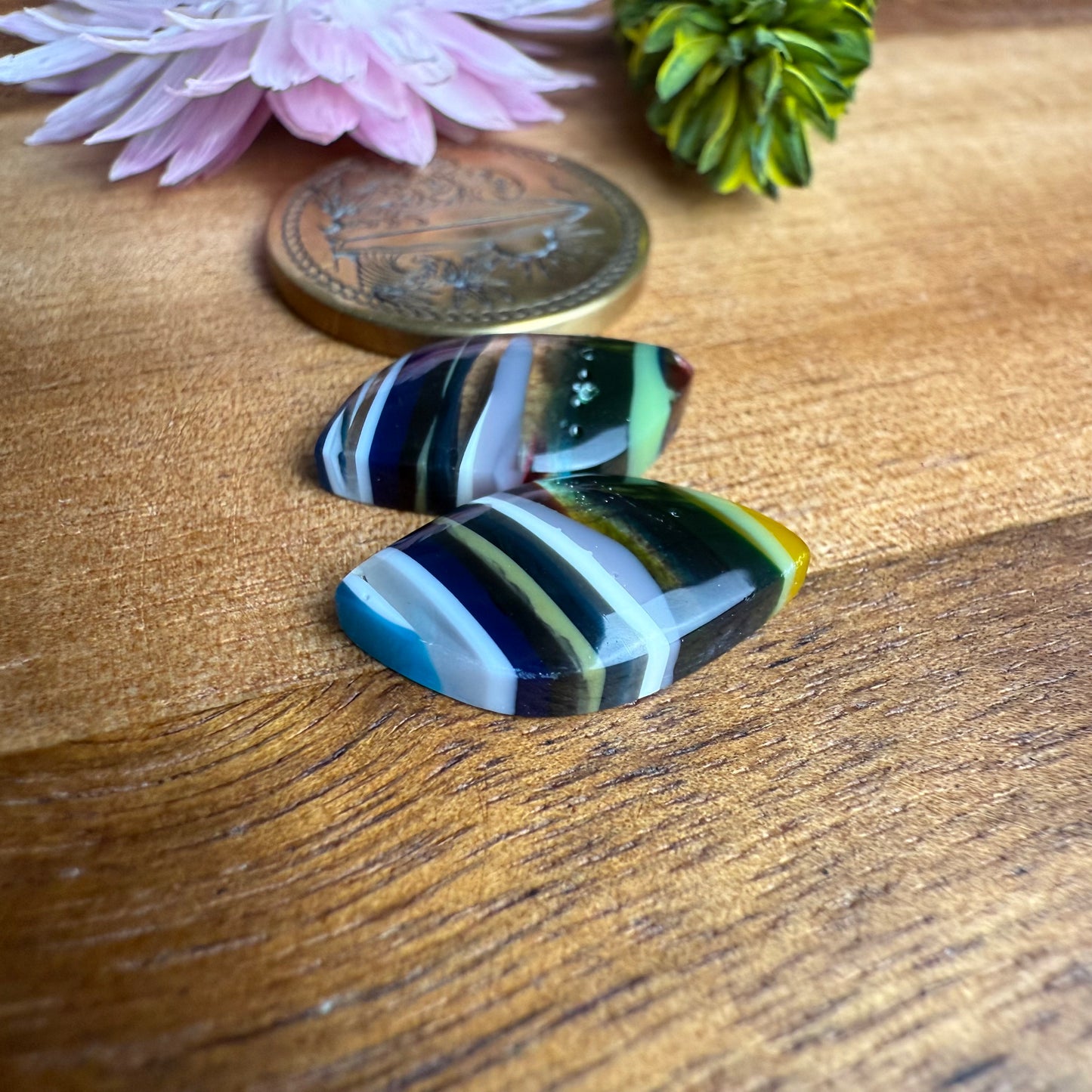 Californian Surfite Cabochon Pair - approx. 17 x 10 mm
