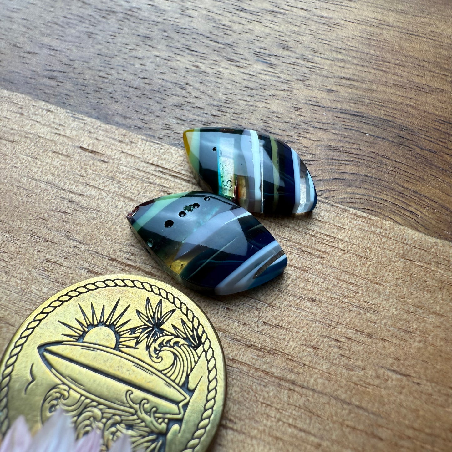 Californian Surfite Cabochon Pair - approx. 17 x 10 mm