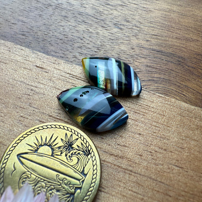Californian Surfite Cabochon Pair - approx. 17 x 10 mm