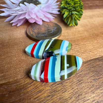 Californian Surfite Cabochon Pair - approx. 22 x 11 mm