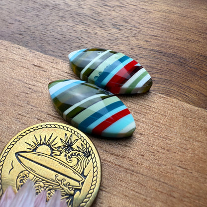 Californian Surfite Cabochon Pair - approx. 22 x 11 mm