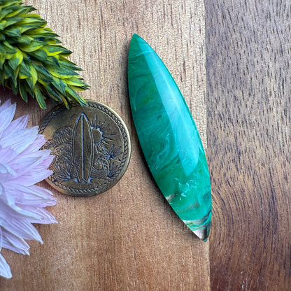 Gower Surfite Cabochon - approx. 44 x 12 x 4.7 mm