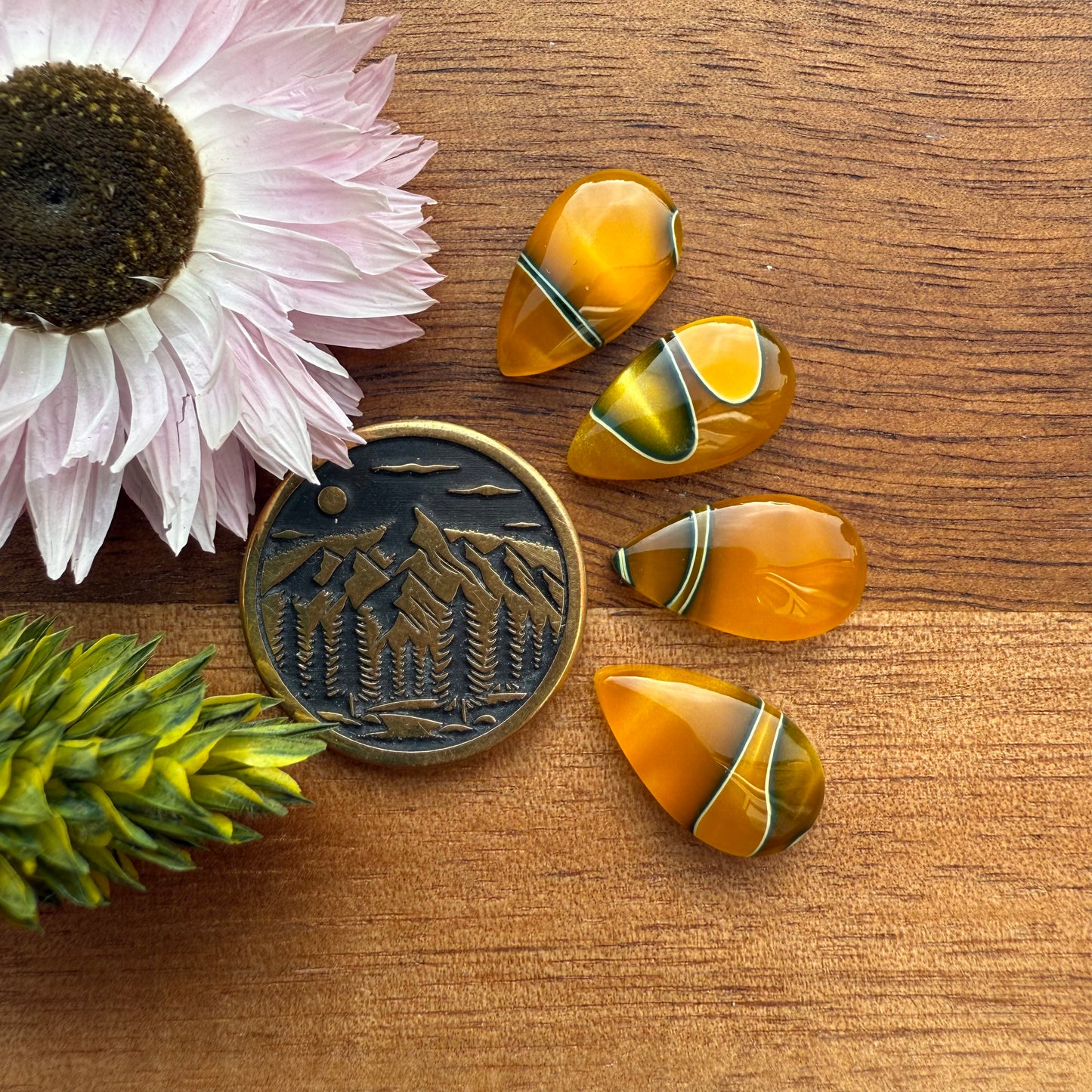 Acrylic Cabochon Set of 4 - approx. 14 x 8 mm