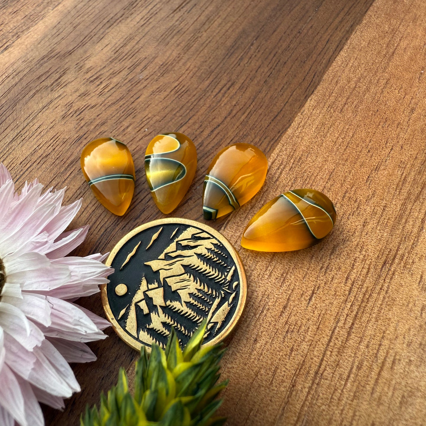 Acrylic Cabochon Set of 4 - approx. 14 x 8 mm