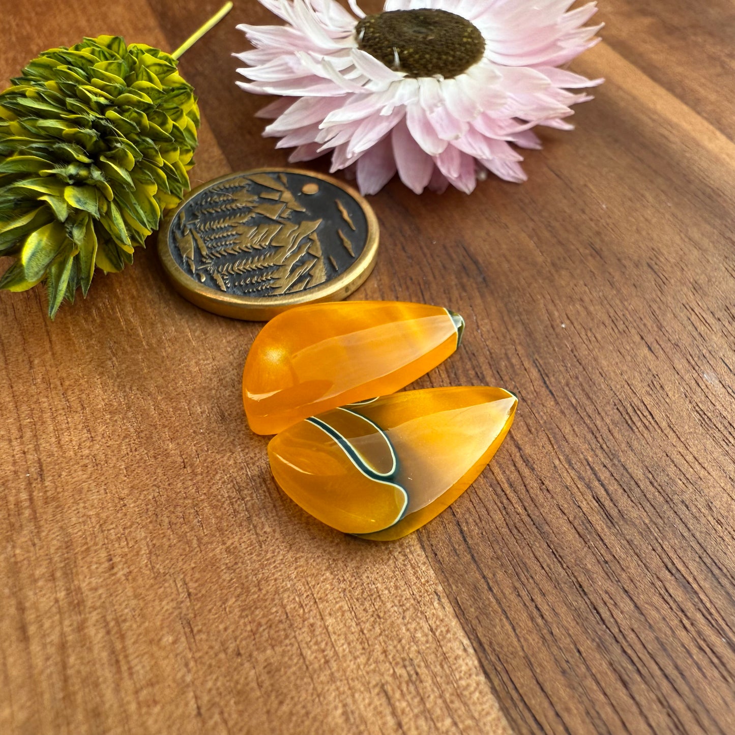 Acrylic Cabochon Pair - approx. 19 x 10 mm