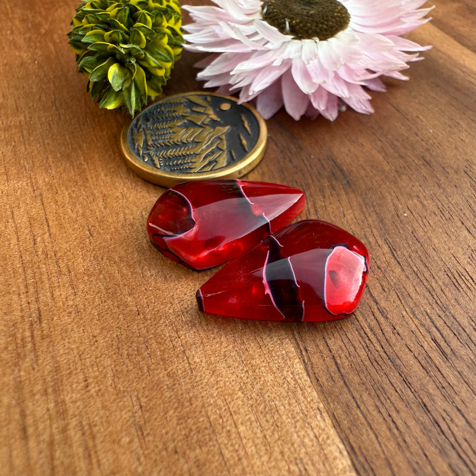 Acrylic Cabochon Pair - approx. 19 x 12 mm