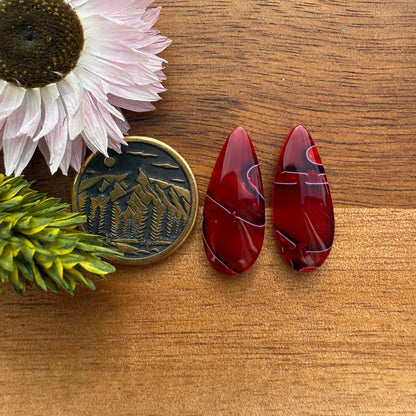 Acrylic Cabochon Pair - approx. 22 x 9 mm