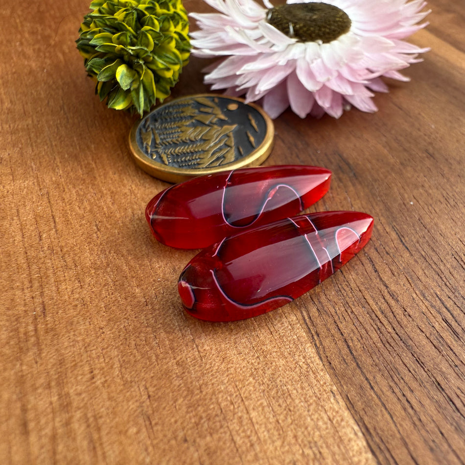 Acrylic Cabochon Pair - approx. 22 x 9 mm
