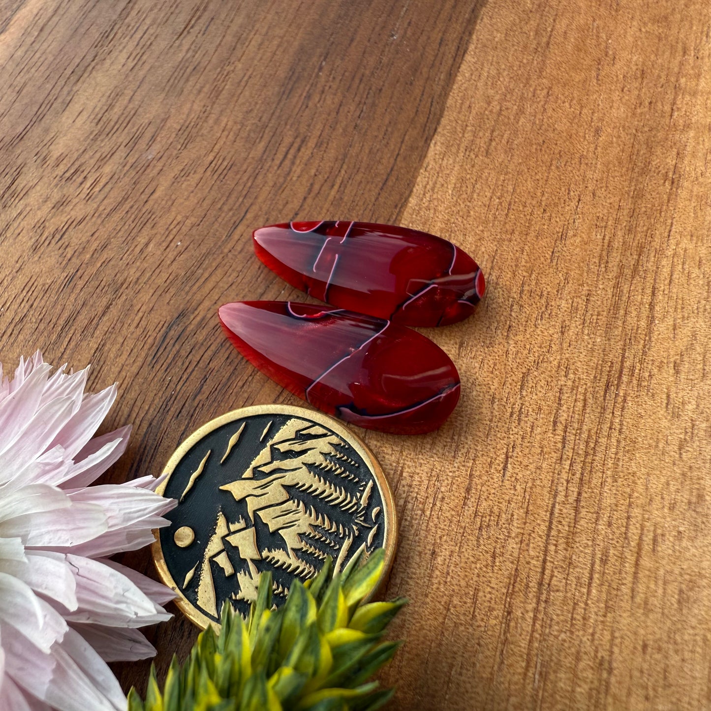 Acrylic Cabochon Pair - approx. 22 x 9 mm