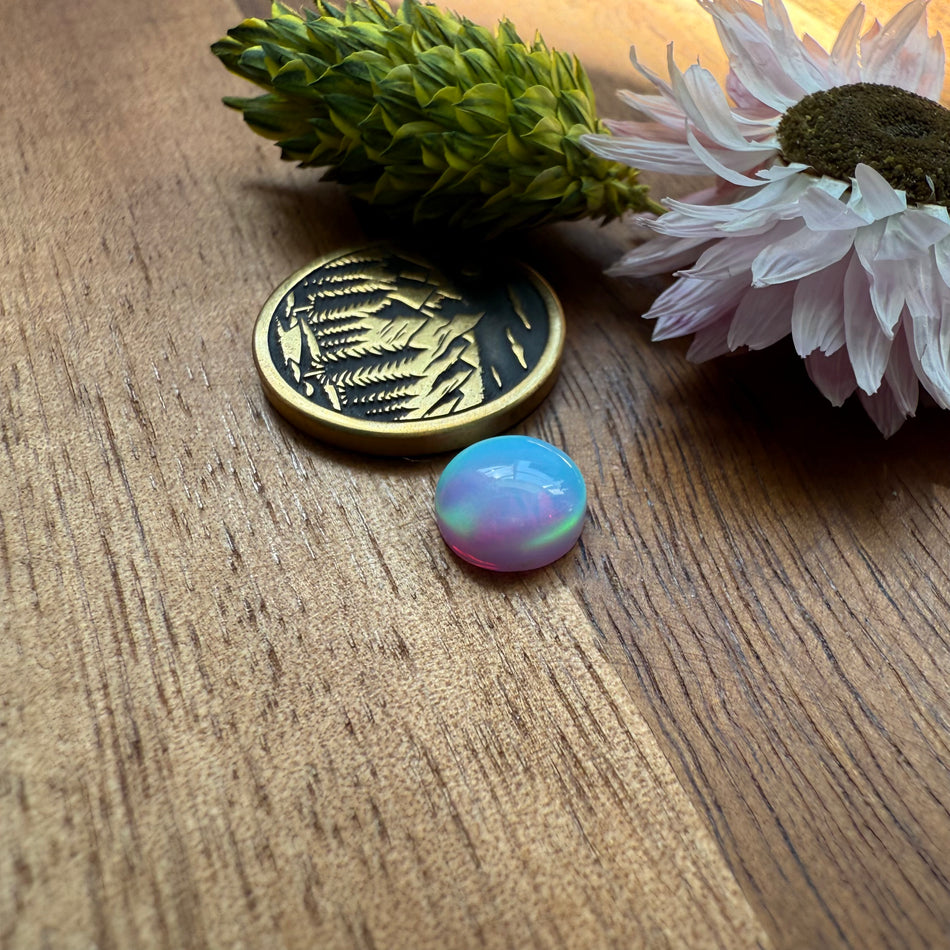 Aurora Opal Cabochon - approx. 8 x 8 x 3.5 mm