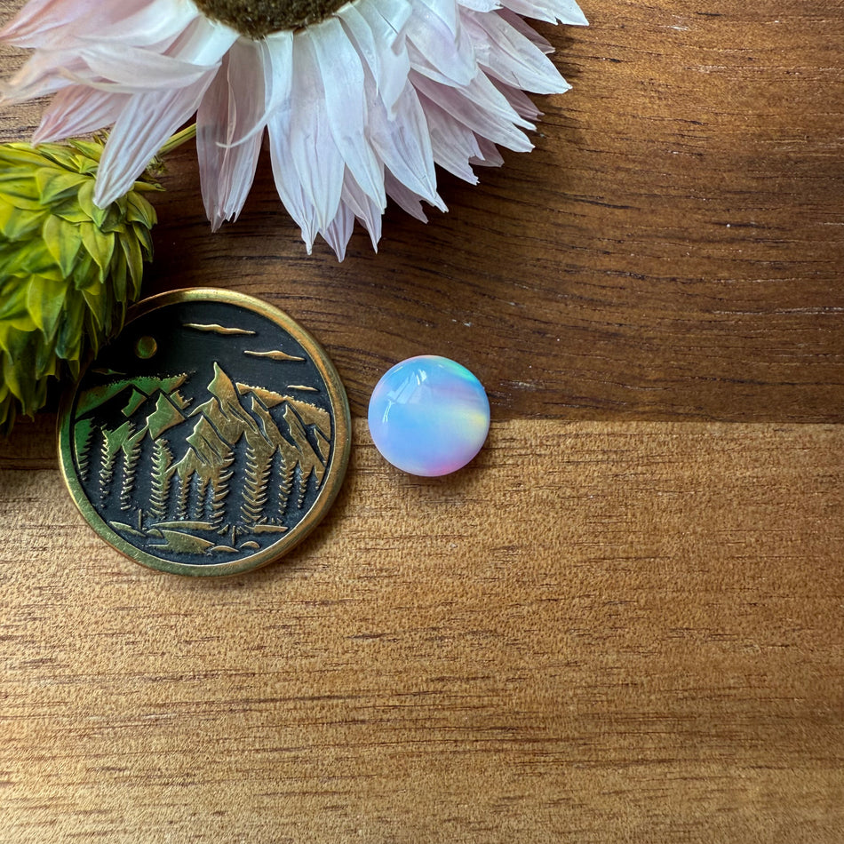 Aurora Opal Cabochon - approx. 8 x 8 x 3.5 mm