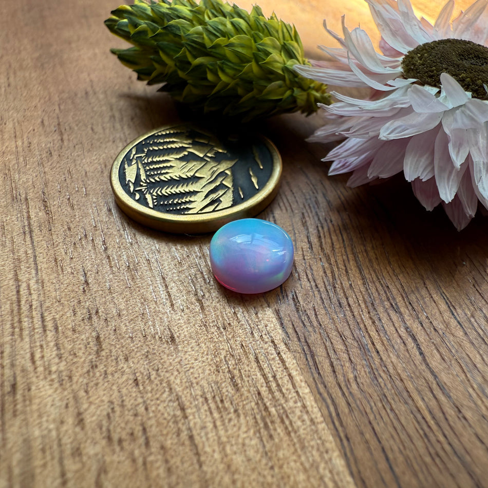 Aurora Opal Cabochon - approx. 8 x 8 x 3.5 mm
