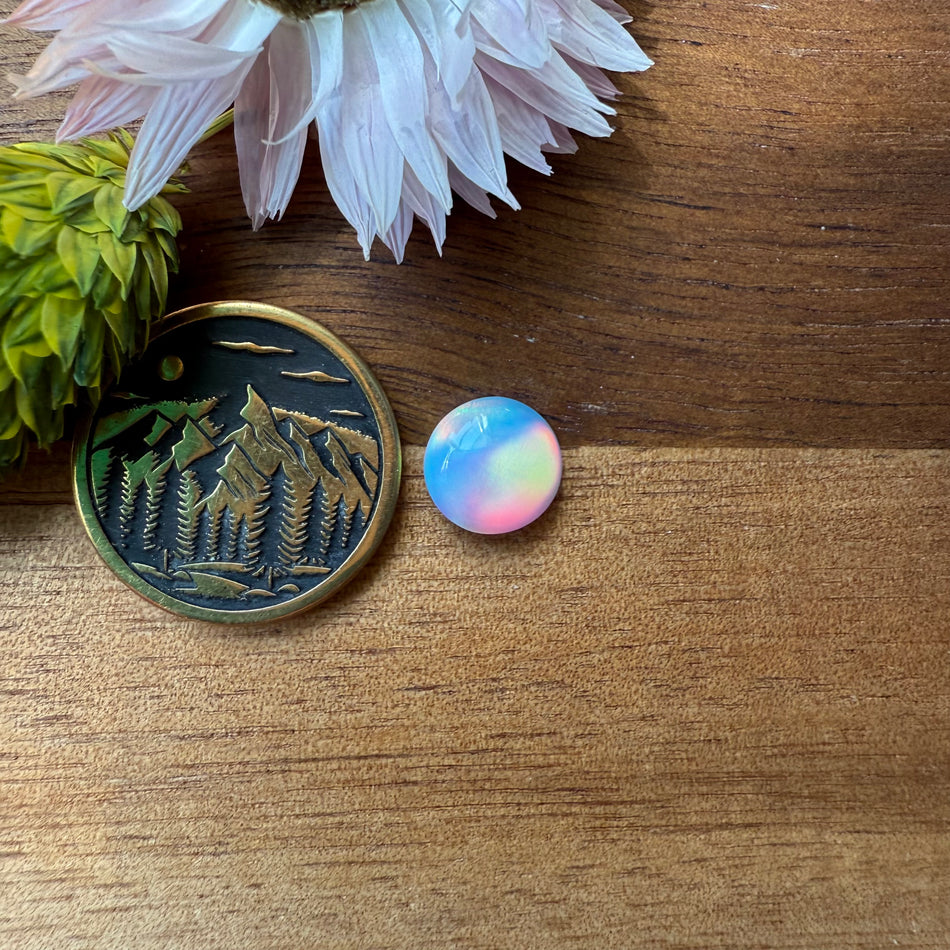 Aurora Opal Cabochon - approx. 8 x 8 x 3.4 mm