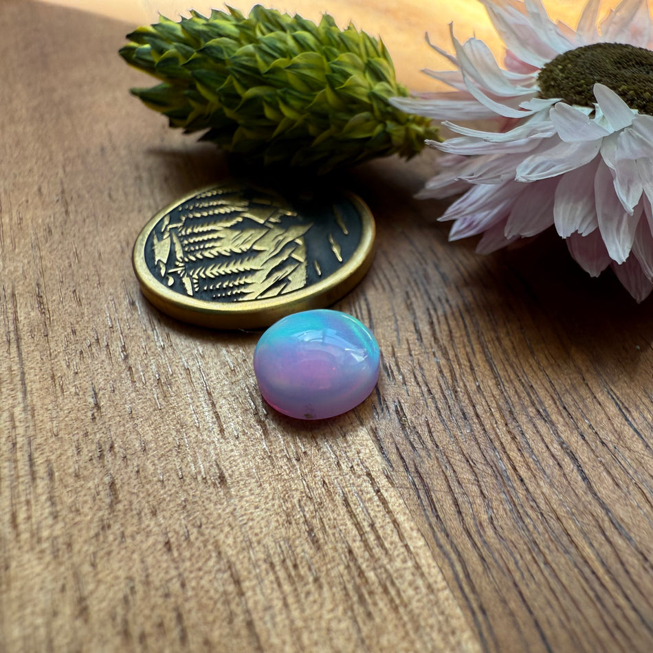 Aurora Opal Cabochon - approx. 8 x 8 x 3.4 mm
