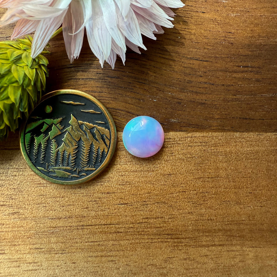 Aurora Opal Cabochon - approx. 8 x 8 x 3.7 mm