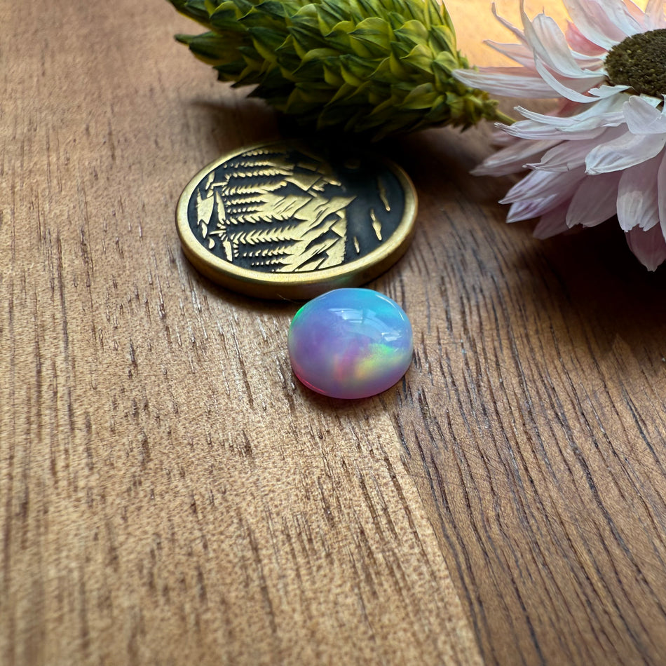 Aurora Opal Cabochon - approx. 8 x 8 x 3.7 mm