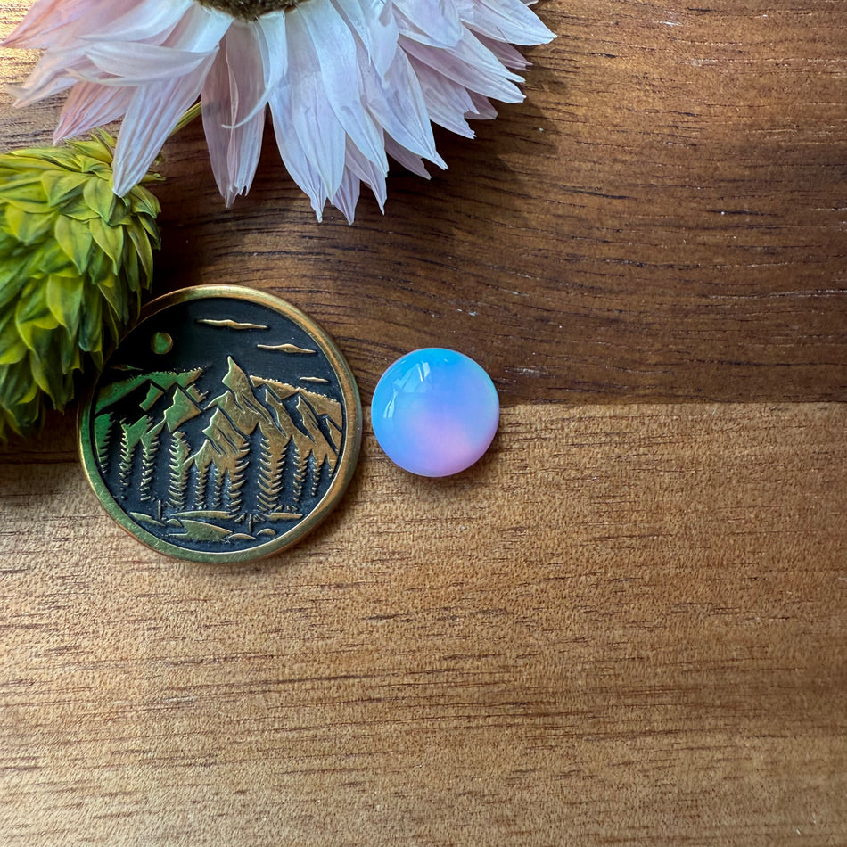Aurora Opal Cabochon - approx. 9 x 9 x 3.8 mm
