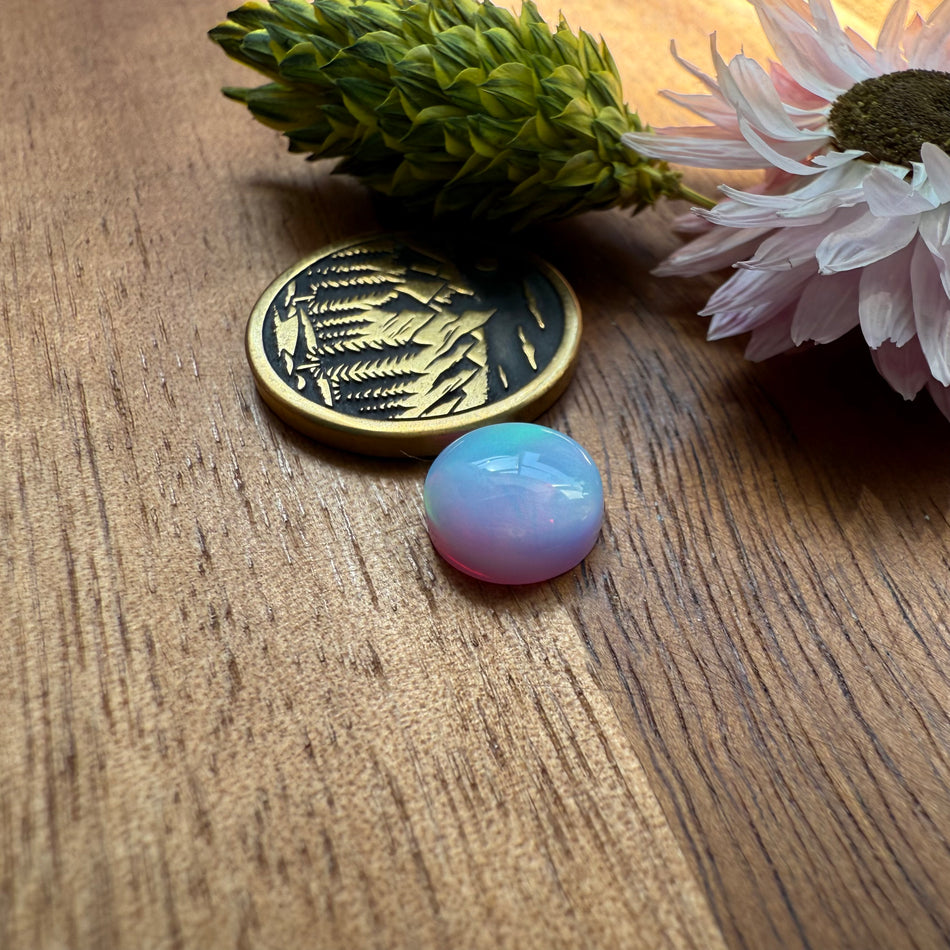 Aurora Opal Cabochon - approx. 9 x 9 x 3.8 mm
