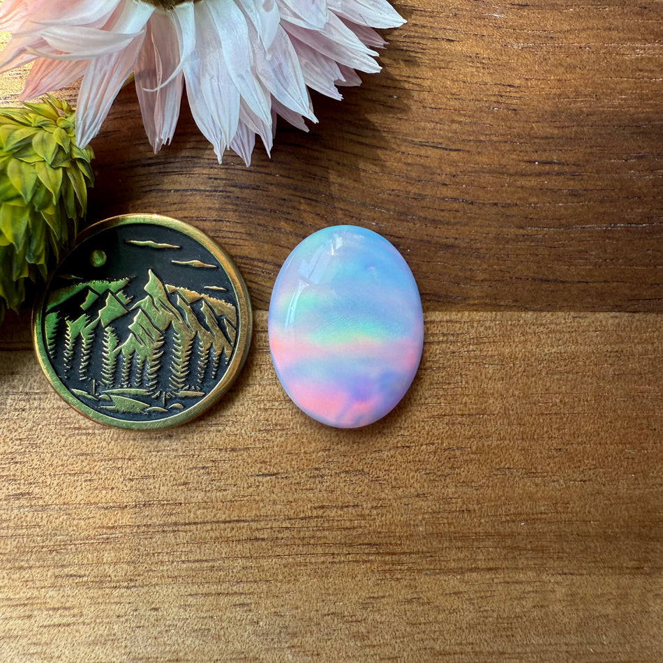 Aurora Opal Cabochon - approx. 18 x 14 x 4.7 mm