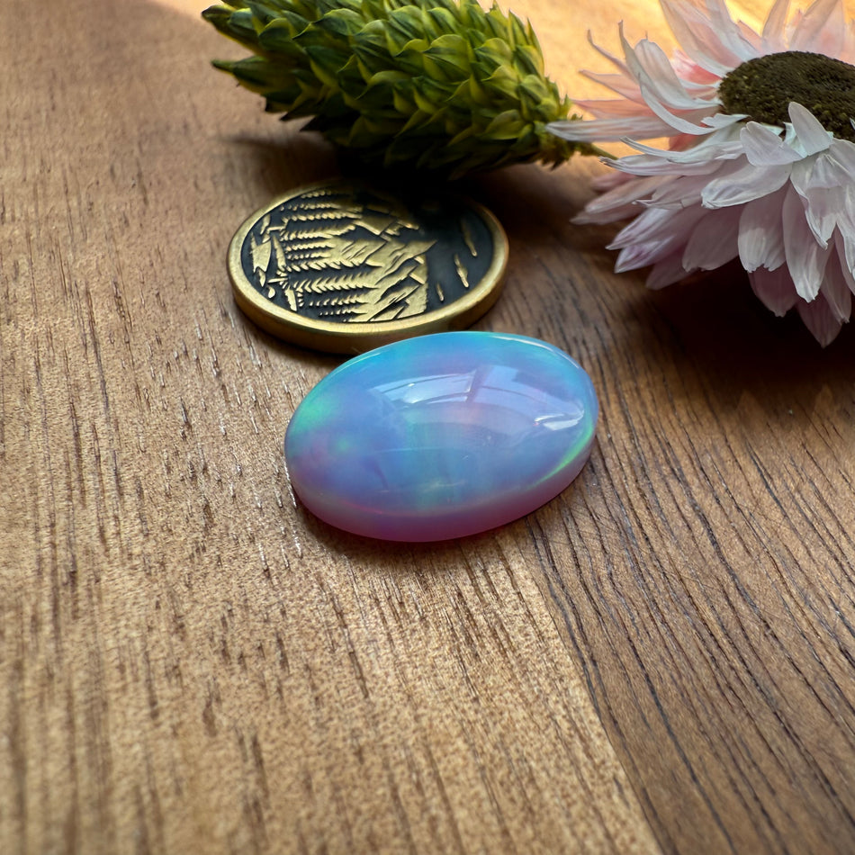 Aurora Opal Cabochon - approx. 18 x 14 x 4.7 mm