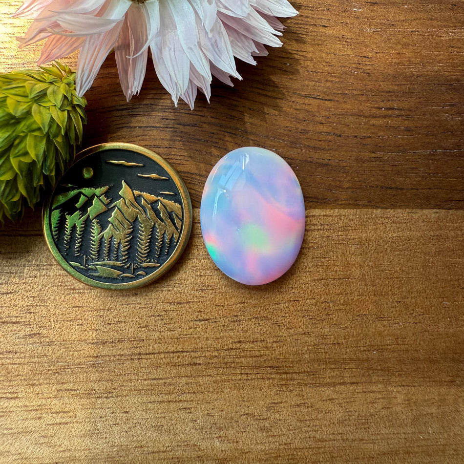 Aurora Opal Cabochon - approx. 18 x 14 x 4.6 mm