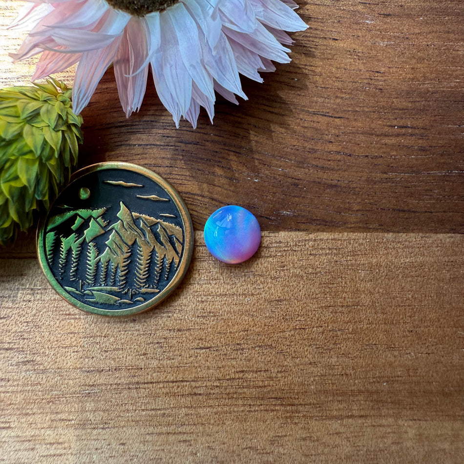 Aurora Opal Cabochon - approx. 7 x 7 x 3.1 mm