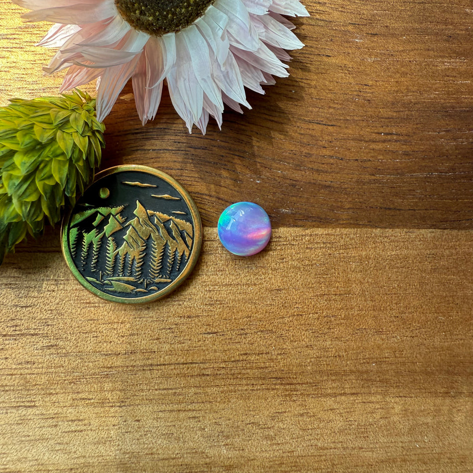 Aurora Opal Cabochon - approx. 8 x 8 x 3.1 mm