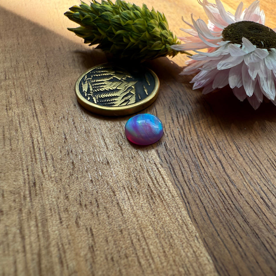 Aurora Opal Cabochon - approx. 8 x 8 x 3.1 mm
