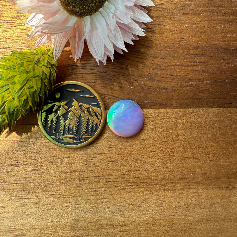 Aurora Opal Cabochon - approx. 11 x 11 x 3.9 mm