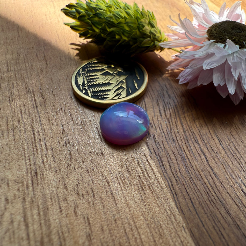 Aurora Opal Cabochon - approx. 11 x 11 x 3.9 mm