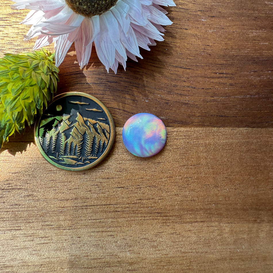 Aurora Opal Cabochon - approx. 11 x 11 x 3.7 mm